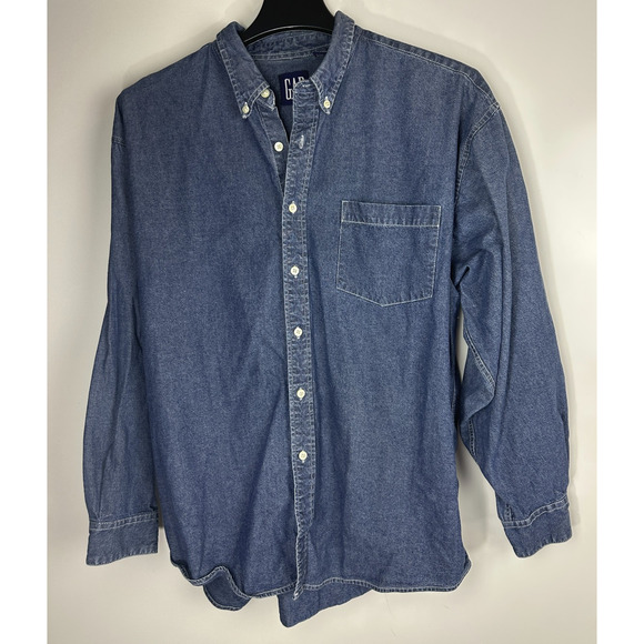 Vintage Gap Button Down Denim Pocket Shirt Long Sleeve Cotton Hong Kong Size XL - Picture 9 of 9